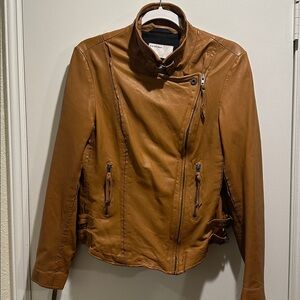 MUUBAA Tan Buttery Soft Lamb Leather Jacket FREE SHIP